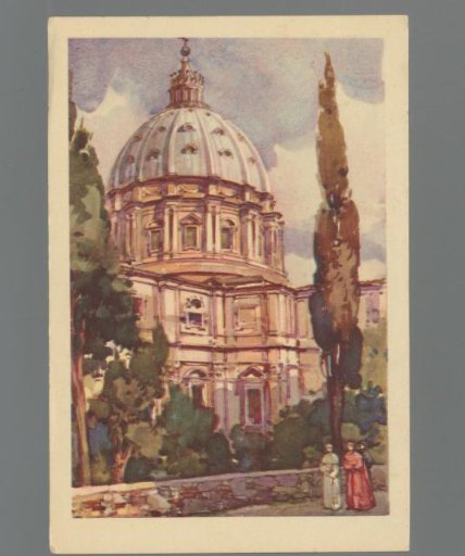 Vatican Gardens. The Dome of St. Peter's seen from the Gardens