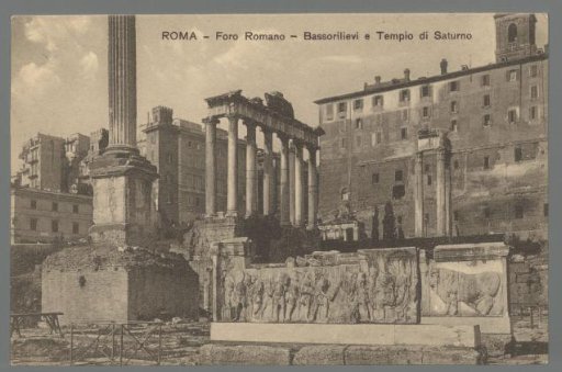 Rome. Roman Forum. Bas-reliefs and Temple of Saturn