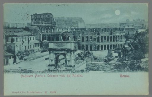Flavian Amphitheatre or Colosseum seen from the Palatine. Rome