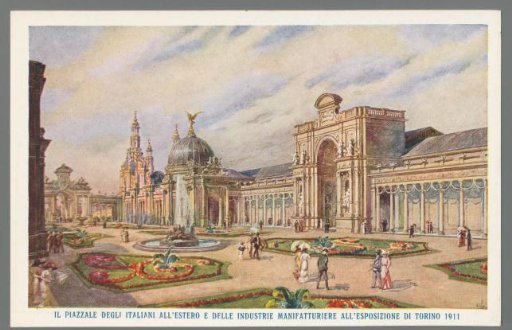 The square of Italians abroad and of manufacturing industries at the Exhibition of Turin 1911