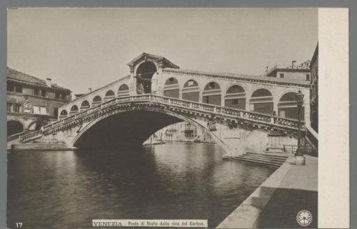 Venice. Rialto Bridge from the Carbon shore