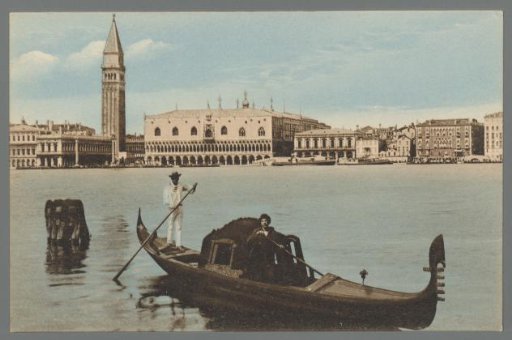 Venice. Panorama of the Molo with Gondola