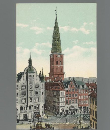 Copenhagen. Amagertorv with Nicolai Tower
