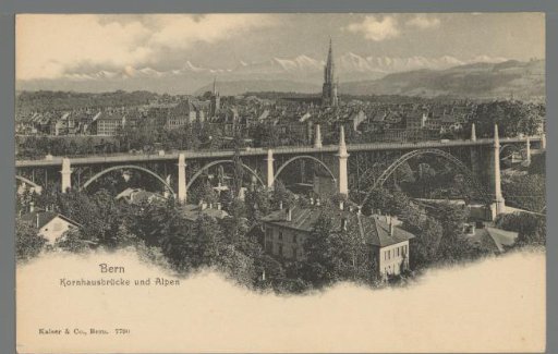 Bern. Kornhausbrücke and the Alps