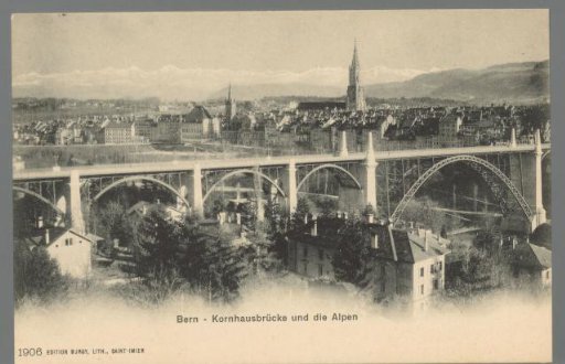 Bern. Kornhausbrücke and the Alps