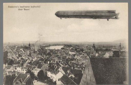 Zeppelin's dirigible airship over Basel