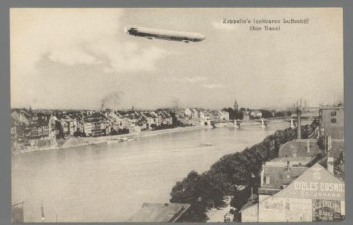 Zeppelin's dirigible airship over Basel