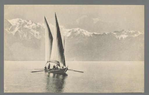 Sailing ship on a mountain lake
