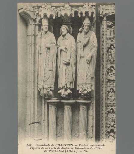 Cathedral of Chartres. Southern Portal. Figures of the Right Door. Decoration of the South Porch Pillar (13th Century)