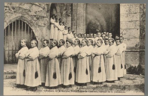Chartres. Children of the Notre-Dame de Chartres Choir, Leaving the Cathedral