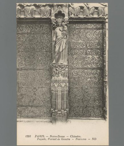 Paris - Notre-Dame - Chimera. Facade, left portal - hinges