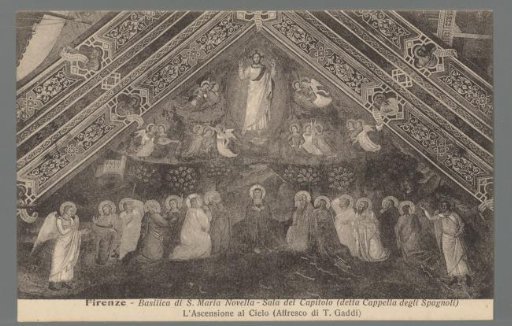 Florence - Basilica of Santa Maria Novella - Chapter House (called the Spanish Chapel). The Ascension into Heaven (Fresco by T. Gaddi)