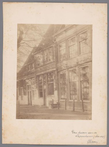 Three houses at the Slapershaven at Hoorn