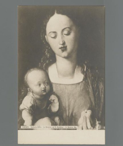 Florence - Galleria Uffizi. The Virgin with the Holy Child - A. Durero, painting
