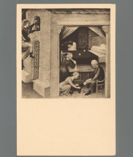 School of Gentile da Fabriano (first half of the 15th century). St. Nicholas throws three golden balls as a dowry through the window - Rome, Vatican Pinacoteca