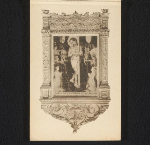 Museo Cerralbo. Madrid. Saint Sebastian with two praying figures and an inscription reading: "These are the sons of the Lord Don Luis de la Cerda, Count of Medinaceli and of Dona Juana Sarmiento his wife, whom God preserve from evil. The son is called Don Gastón de la Cerda and the daughter Dona Maria de la Cerda"
