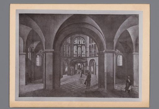 Photoreproduction of a painting of a church interior