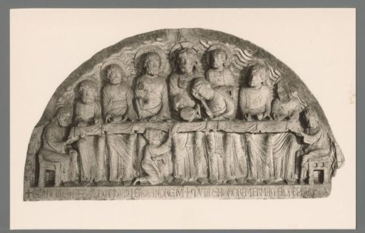 Musée Archéologique de Dijon. Roman Tympanum (11th Century) from the Abbey of Saint-Bénigne Depicting the Last Supper