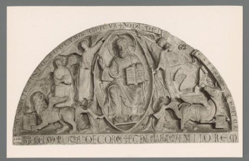 Musée Archéologique de Dijon. Roman Tympanum (12th Century) from the Abbey of Saint-Bénigne Depicting Christ Surrounded by the Symbols of the Four Evangelists