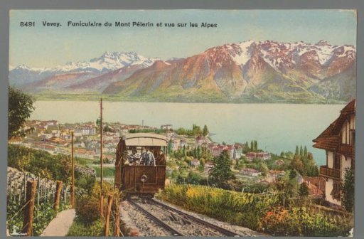 Vevey. Funiculaire du Mont Pélerin and view of the Alps