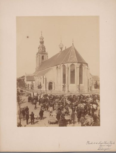 View of the Dutch Reformed Church at Schagen with cattle market