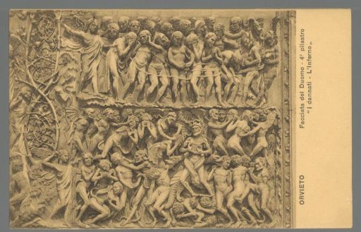 Orvieto. Facade of the Duomo. 4th pillar "The Damned. Hell"