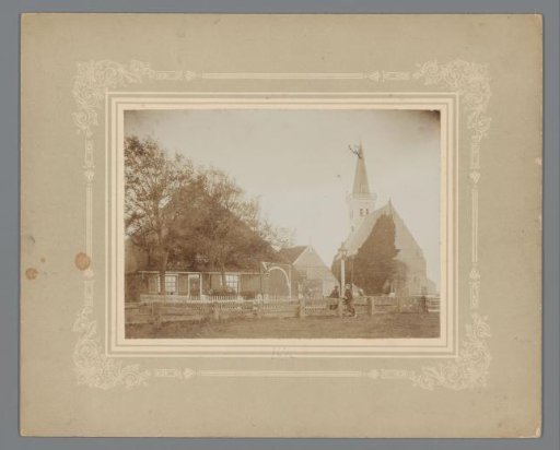 View of a farm and the Reformed Church at Den Hoorn, Texel