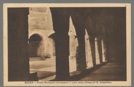 Siena. Romanesque arches surrounding the choir of the Church of St. Christopher