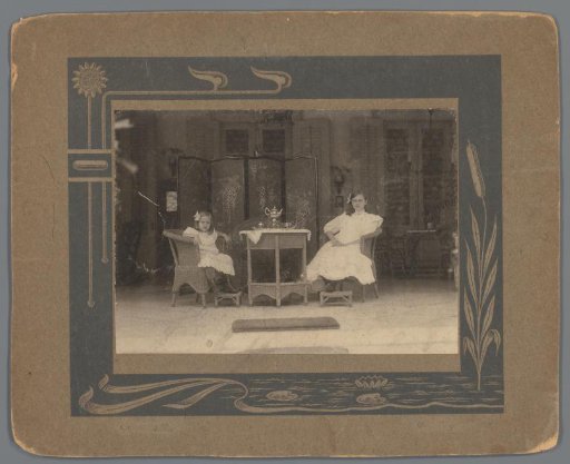 Portrait of an unknown girl and a young woman on a veranda, Dutch East Indies