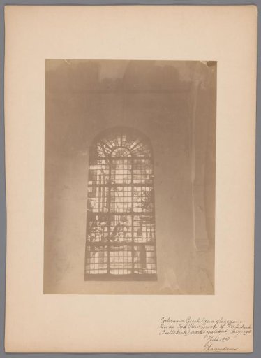 Painted window in the Westzijde Church or Bullekerk in Zaandam