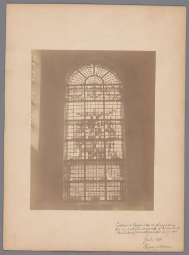 Painted window in the Westzijde Church or Bullekerk in Zaandam