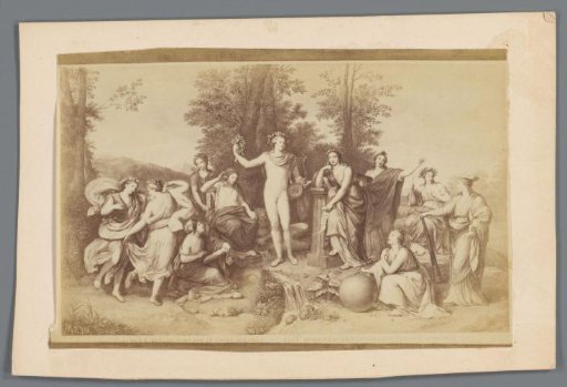 Photographic reproduction of a print of Apollo among the Muses on Parnassus by Raphael Morghen