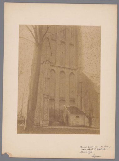 South side of the tower of the Dutch Reformed Church in Asperen after the fire of 1896