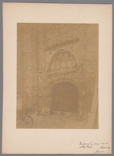 Entrance to the tower of the Dutch Reformed Church in Asperen after the fire of 1896