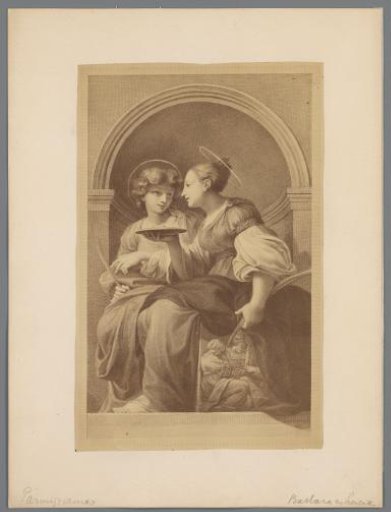 Photographic reproduction of a print of Saint Barbara and Lucia