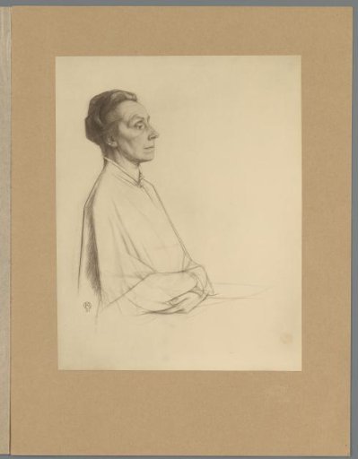Photographic reproduction of a drawn portrait of Henriëtte Roland Holst-van der Schalk by Richard Nicolaüs Roland Holst