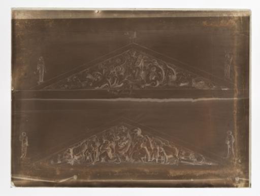 Photographic reproduction of two drawings with designs for the tympana of the Royal Palace on Dam Square by Daniel Stalpaert