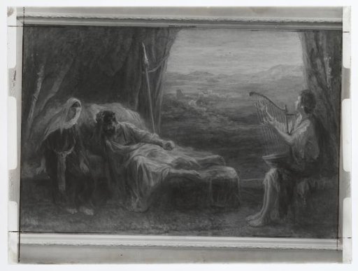 Photographic reproduction of the painting When David Plays His Harp, He Drives Away the Evil Spirit That Overwhelms Saul by Jozef Israëls