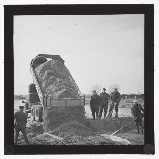 Truck unloading a load of sand, South Holland