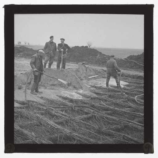 Men by a road under construction, South Holland