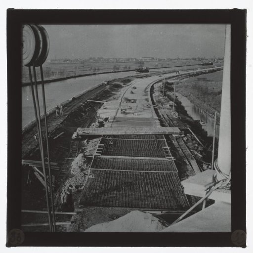 View of a road under construction, South Holland