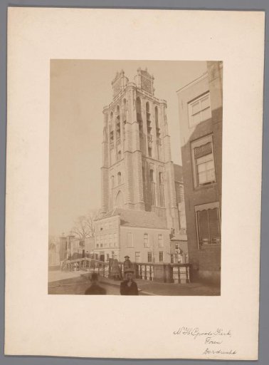 View of the tower of the Great or Our Lady's Church in Dordrecht