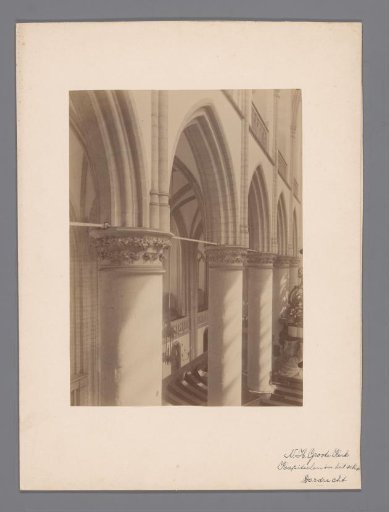 Interior of the Great or Our Lady's Church in Dordrecht with capitals