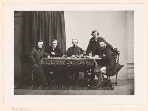 The board of Arti et Amicitiae in 1865: l. to r. L. Lingeman, S. Altman, Charles Rochussen, P.F. Greive and Cornelis Springer