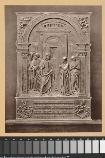 Bronze relief depicting Christ and other figures, by Peter Vischer
