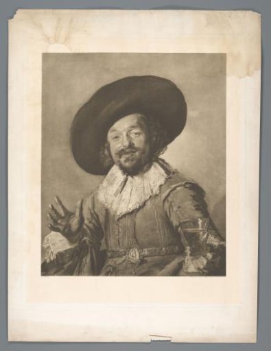 Reproduction of the Painting A Militiaman Holding a Birch Bough, Known as 'The Merry Drinker' by Frans Hals