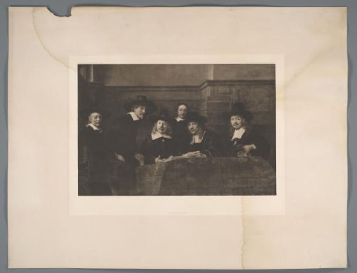 Reproduction of the Painting The Officers of the Amsterdam Cloth Drapers' Guild, Known as 'The Staalmeesters', by Rembrandt van Rijn