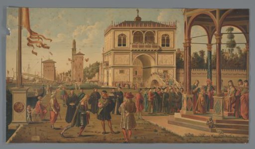 Photographic reproduction of Cycle of the Life of Saint Ursula, third episode: The Return of the Ambassadors to the King of England by Vittore Carpaccio