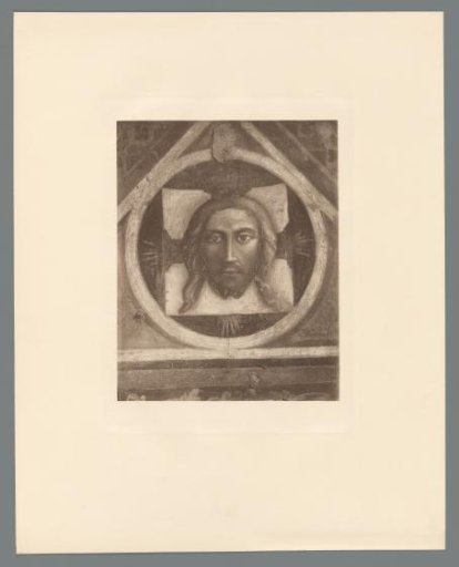 Reproduction of a fresco with the Holy Face of Jesus by Masaccio, from a chapel in Empoli, Italy