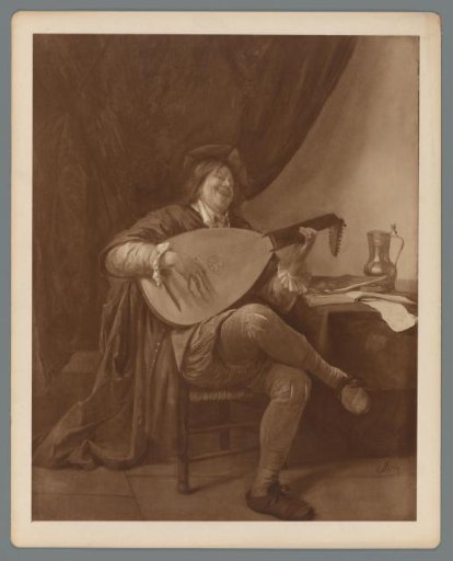 Photographic reproduction of a self-portrait of Jan Steen as a lute player